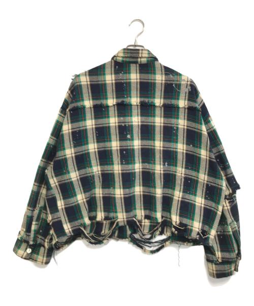 DANKE SCHON（ダンケ シェーン）Danke schon (ダンケ シェーン) ダメージ加工チャックシャツ グリーン サイズ:Mの古着・服飾アイテム