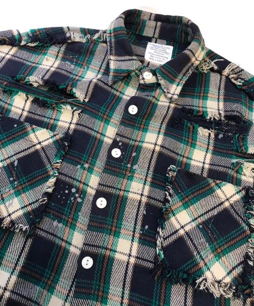 DANKE SCHON（ダンケ シェーン）Danke schon (ダンケ シェーン) ダメージ加工チャックシャツ グリーン サイズ:Mの古着・服飾アイテム