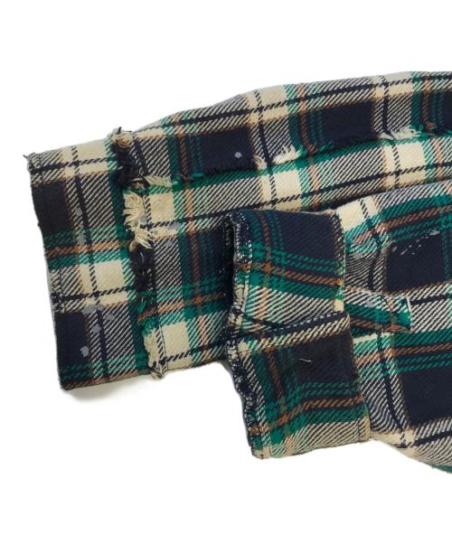 DANKE SCHON（ダンケ シェーン）Danke schon (ダンケ シェーン) ダメージ加工チャックシャツ グリーン サイズ:Mの古着・服飾アイテム