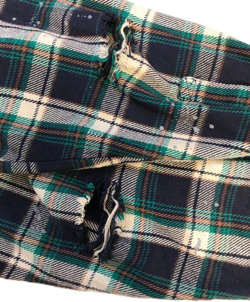 DANKE SCHON（ダンケ シェーン）Danke schon (ダンケ シェーン) ダメージ加工チャックシャツ グリーン サイズ:Mの古着・服飾アイテム