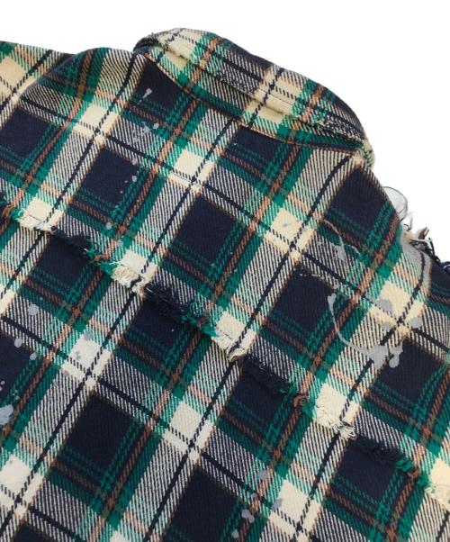 DANKE SCHON（ダンケ シェーン）Danke schon (ダンケ シェーン) ダメージ加工チャックシャツ グリーン サイズ:Mの古着・服飾アイテム