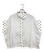 Y'sワイズ）の古着「ドット柄ブラウス」｜ホワイト