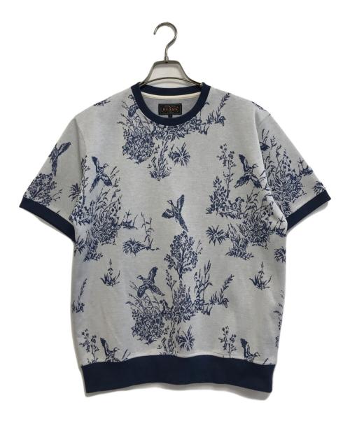BEAMS PLUS（ビームスプラス）BEAMS PLUS (ビームスプラス) Knit Tee Bird Jacquard スカイブルー サイズ:Mの古着・服飾アイテム