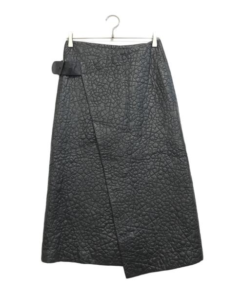 Y's PINK（ワイズ ピンク）Y's PINK (ワイズ ピンク) 刺繍ラップレザースカート ブラック サイズ:2の古着・服飾アイテム