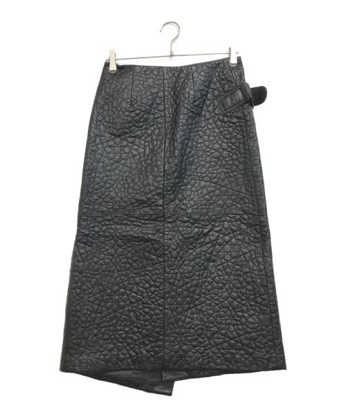 Y's PINK（ワイズ ピンク）Y's PINK (ワイズ ピンク) 刺繍ラップレザースカート ブラック サイズ:2の古着・服飾アイテム