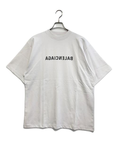 BALENCIAGA（バレンシアガ）BALENCIAGA (バレンシアガ) ミラーロゴプリントTシャツ ホワイト サイズ:Sの古着・服飾アイテム