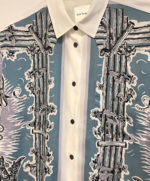 PAUL SMITH（ポールスミス）PAUL SMITH (ポールスミス) カウボーイプリント総柄シャツ スカイブルー サイズ:40の古着・服飾アイテム