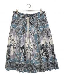PAUL SMITH（ポールスミス）の古着「カウボーイプリント総柄スカ-ト」｜スカイブルー