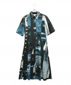 PAUL SMITHポールスミス）の古着「総柄プリント半袖シャツワンピース」｜ブラック