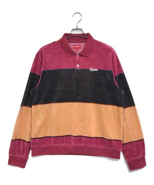 SUPREME（シュプリーム）Supreme (シュプリーム) Stripe Velour L/S Polo ブラウン サイズ:Mの古着・服飾アイテム