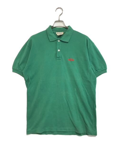 GUCCI（グッチ）GUCCI (グッチ) ロゴ刺繍ポロシャツ グリーン サイズ:Lの古着・服飾アイテム