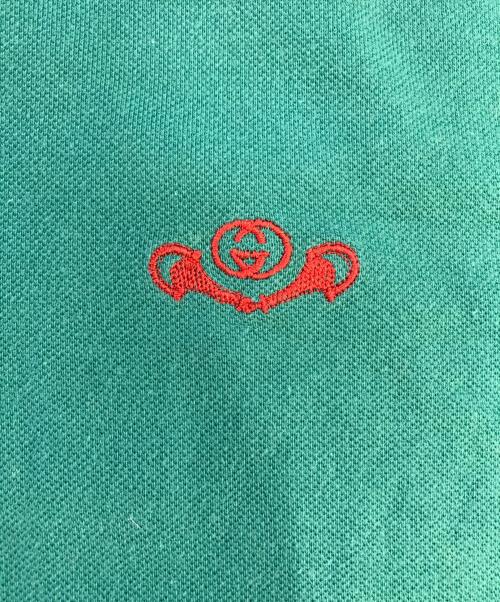 GUCCI（グッチ）GUCCI (グッチ) ロゴ刺繍ポロシャツ グリーン サイズ:Lの古着・服飾アイテム