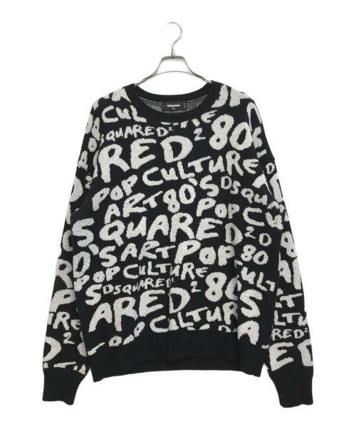 DSQUARED2（ディースクエアード）DSQUARED2 (ディースクエアード) D2 POP 80'S KNIT CREWNECK PULLOVER ブラック サイズ:XXLの古着・服飾アイテム