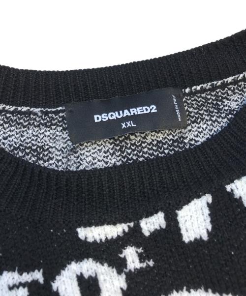 DSQUARED2（ディースクエアード）DSQUARED2 (ディースクエアード) D2 POP 80'S KNIT CREWNECK PULLOVER ブラック サイズ:XXLの古着・服飾アイテム