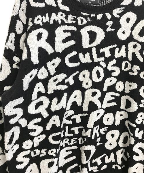 DSQUARED2（ディースクエアード）DSQUARED2 (ディースクエアード) D2 POP 80'S KNIT CREWNECK PULLOVER ブラック サイズ:XXLの古着・服飾アイテム