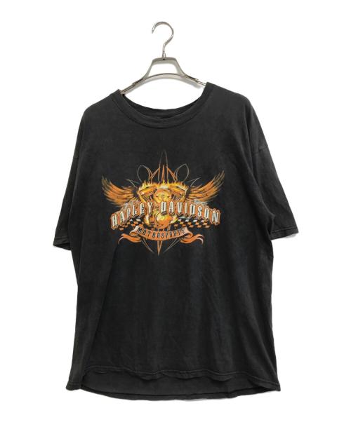 モーターサイクルTシャツ（モーターサイクルTシャツ）モーターサイクルTシャツ (モーターサイクルTシャツ) 04s HARLEY-DAVIDSON(ハーレ・ダビッドソン) 両面プリントTシャツ ブラック サイズ:XLの古着・服飾アイテム