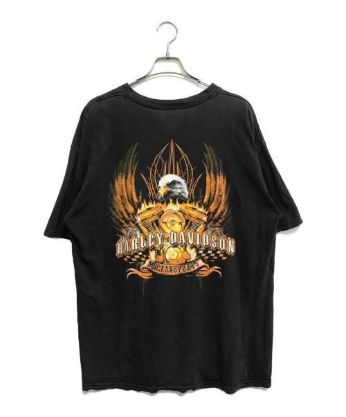 モーターサイクルTシャツ（モーターサイクルTシャツ）モーターサイクルTシャツ (モーターサイクルTシャツ) 04s HARLEY-DAVIDSON(ハーレ・ダビッドソン) 両面プリントTシャツ ブラック サイズ:XLの古着・服飾アイテム