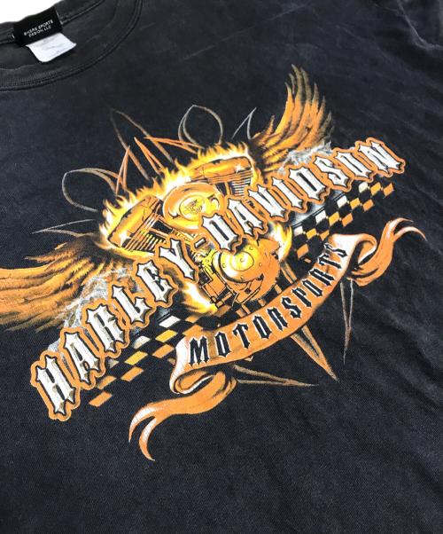 モーターサイクルTシャツ（モーターサイクルTシャツ）モーターサイクルTシャツ (モーターサイクルTシャツ) 04s HARLEY-DAVIDSON(ハーレ・ダビッドソン) 両面プリントTシャツ ブラック サイズ:XLの古着・服飾アイテム