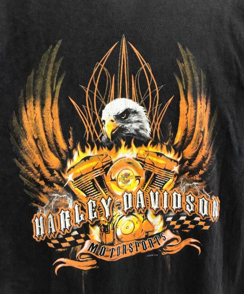 モーターサイクルTシャツ（モーターサイクルTシャツ）モーターサイクルTシャツ (モーターサイクルTシャツ) 04s HARLEY-DAVIDSON(ハーレ・ダビッドソン) 両面プリントTシャツ ブラック サイズ:XLの古着・服飾アイテム