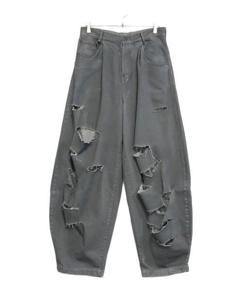SOSHIOTSUKI（ソウシ オオツキ）SOSHIOTSUKI (ソウシ オオツキ) コーティングワイドデニムパンツ グレー サイズ:46の古着・服飾アイテム