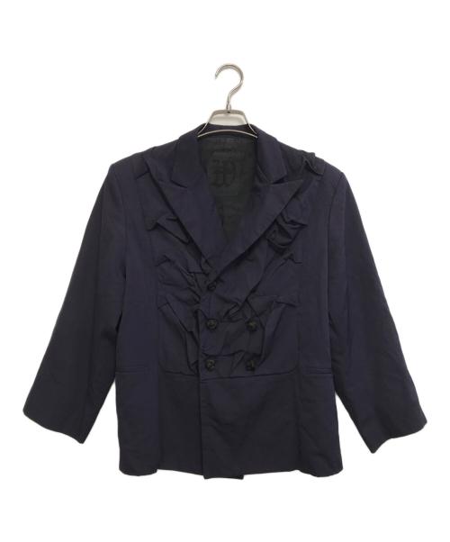 Y’s for men workshop（ワイズフォーメン ワークショップ）Y’s for men workshop (ワイズフォーメン ワークショップ) フロントギャザーテーラードジャケット ネイビー サイズ:表記なしの古着・服飾アイテム