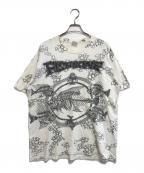 Centar Cutセンターカット）の古着「オールオーバープリントTシャツ」｜ホワイト