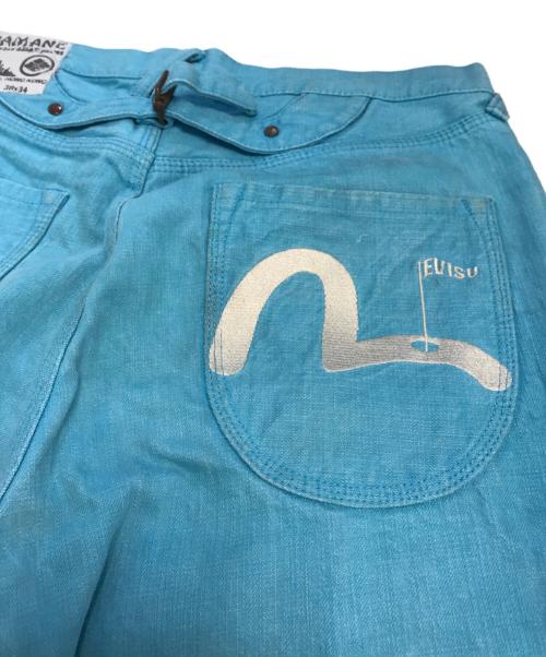 YAMANE（ヤマネ）YAMANE (ヤマネ) EVISU (エヴィス) シンチバックデニムパンツ スカイブルー サイズ:38×34の古着・服飾アイテム