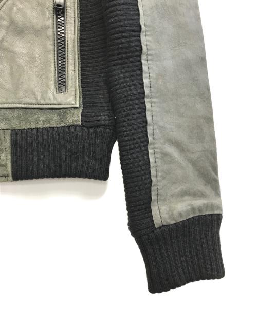 DIESEL（ディーゼル）DIESEL (ディーゼル) レザー切替ジャケット グレー サイズ:Sの古着・服飾アイテム