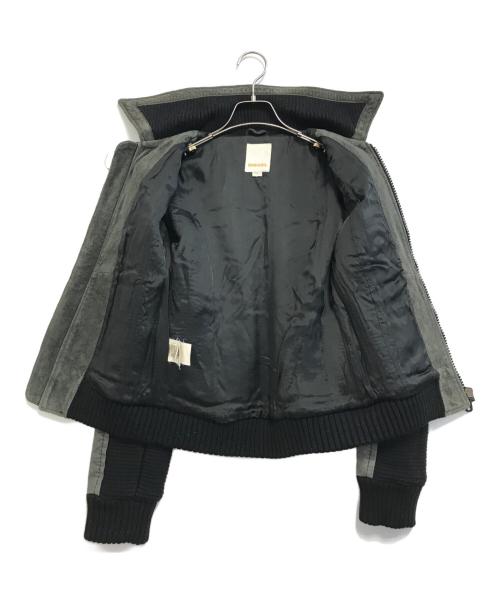 DIESEL（ディーゼル）DIESEL (ディーゼル) レザー切替ジャケット グレー サイズ:Sの古着・服飾アイテム