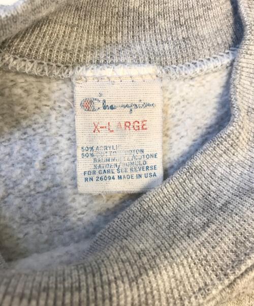 Champion（チャンピオン）Champion (チャンピオン) ラグランフロッキープリントスウェット グレー サイズ:XLの古着・服飾アイテム