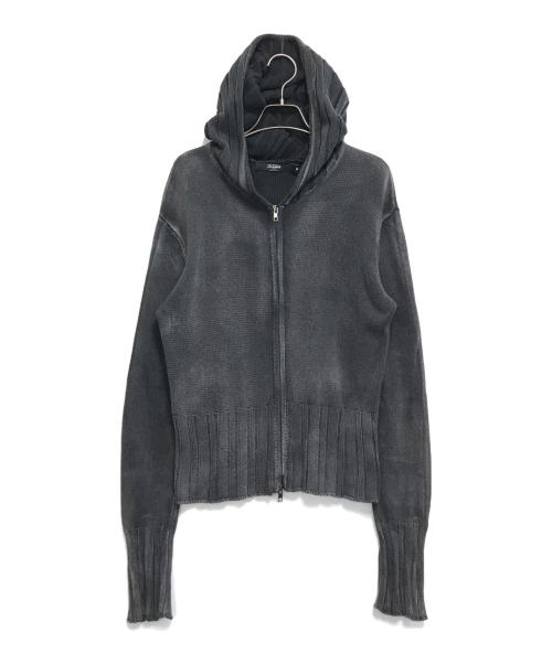 JADED（ジェイデッド）JADED (ジェイデッド) フード付きジップアップニット グレー サイズ:Mの古着・服飾アイテム