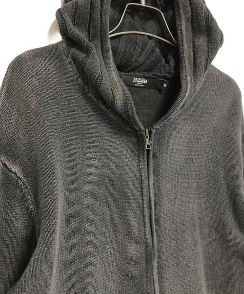 JADED（ジェイデッド）JADED (ジェイデッド) フード付きジップアップニット グレー サイズ:Mの古着・服飾アイテム