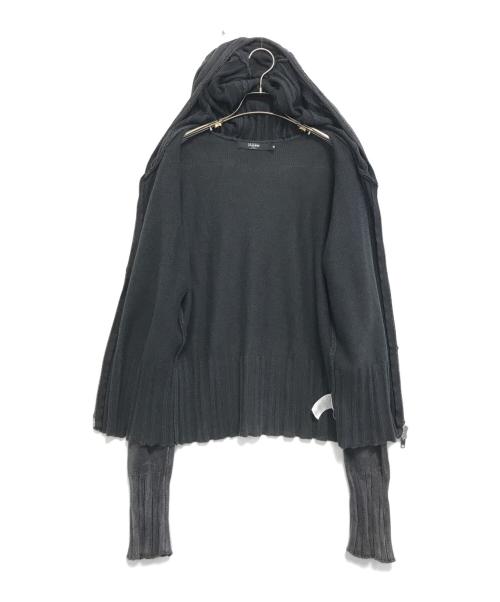 JADED（ジェイデッド）JADED (ジェイデッド) フード付きジップアップニット グレー サイズ:Mの古着・服飾アイテム