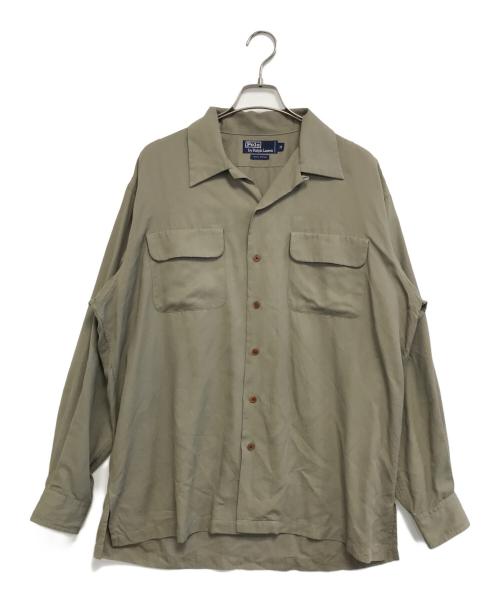 POLO RALPH LAUREN（ポロ・ラルフローレン）POLO RALPH LAUREN (ポロ・ラルフローレン) レーヨンボックス開襟シャツ ベージュ サイズ:Mの古着・服飾アイテム