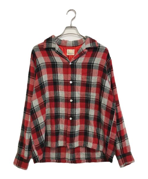 VAN HEUSEN（ヴァンヒューセン/バンヒューゼン）VAN HEUSEN (ヴァンヒューセン/バンヒューゼン) ウールシャツ レッド サイズ:Lの古着・服飾アイテム