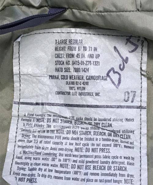 VINTAGE MILITARY（ヴィンテージ ミリタリー）VINTAGE MILITARY (ヴィンテージ ミリタリー) US ARMY ECWCS PARKA COLD WEATHER グリーン サイズ:XL-Rの古着・服飾アイテム