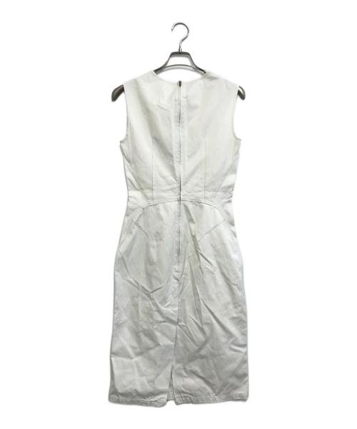 MIU MIU（ミュウミュウ）MIU MIU (ミュウミュウ) フロントギャザーノースリーブワンピース ホワイト サイズ:38の古着・服飾アイテム