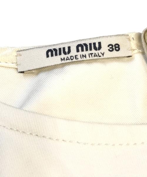 MIU MIU（ミュウミュウ）MIU MIU (ミュウミュウ) フロントギャザーノースリーブワンピース ホワイト サイズ:38の古着・服飾アイテム
