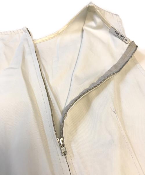 MIU MIU（ミュウミュウ）MIU MIU (ミュウミュウ) フロントギャザーノースリーブワンピース ホワイト サイズ:38の古着・服飾アイテム