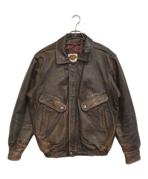 HARLEY-DAVIDSON（ハーレーダビッドソン）HARLEY-DAVIDSON (ハーレーダビッドソン) レザージャケット ブラウン サイズ:42の古着・服飾アイテム