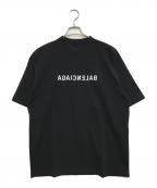 BALENCIAGAバレンシアガ）の古着「ミラーロゴプリントTシャツ」｜ブラック