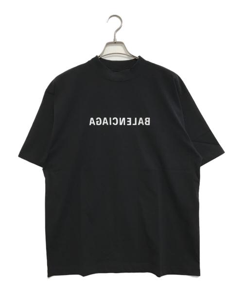 BALENCIAGA（バレンシアガ）BALENCIAGA (バレンシアガ) ミラーロゴプリントTシャツ ブラック サイズ:Sの古着・服飾アイテム