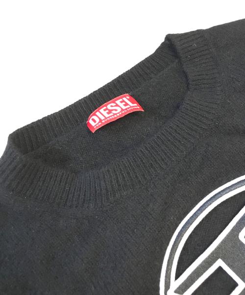 DIESEL（ディーゼル）DIESEL (ディーゼル) ロゴ刺繍ニット ブラック サイズ:Sの古着・服飾アイテム
