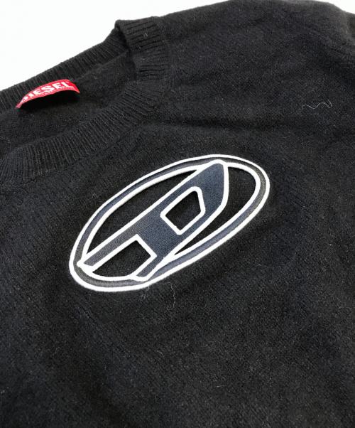 DIESEL（ディーゼル）DIESEL (ディーゼル) ロゴ刺繍ニット ブラック サイズ:Sの古着・服飾アイテム