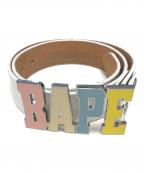 A BATHING APEア ベイシング エイプ）の古着「ロゴバックルレザーベルト」｜ホワイト