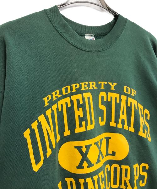 SOFFE SWEAT（ソフィスウェット）SOFFE SWEAT (ソフィスウェット) 80’s5段プリントスウェット グリーン サイズ:Ｌの古着・服飾アイテム