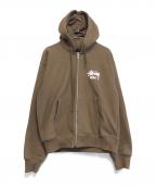 stussyステューシー）の古着「flipped logo zip up hoodie」｜ブラウン