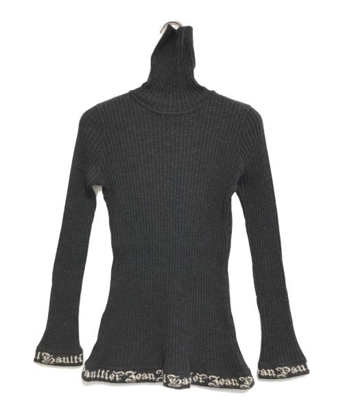 Jean Paul GAULTIER CLASSIQUE（ジャンポールゴルチエクラシック）Jean Paul GAULTIER CLASSIQUE (ジャンポールゴルチエクラシック) リブロゴタートルネックニット グレー サイズ:40の古着・服飾アイテム