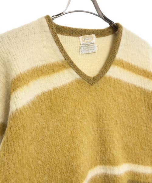 FORUM（フォーラム）FORUM (フォーラム) モヘア混Vネックニット グリーン サイズ:Lの古着・服飾アイテム