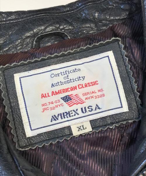 AVIREX（アヴィレックス）AVIREX (アヴィレックス) レザージャケット ブラック サイズ:XLの古着・服飾アイテム
